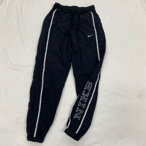 Nike womens XS Black Nylon Logo Tape Mesh Lined Track Pants Joggers BV3116-010
